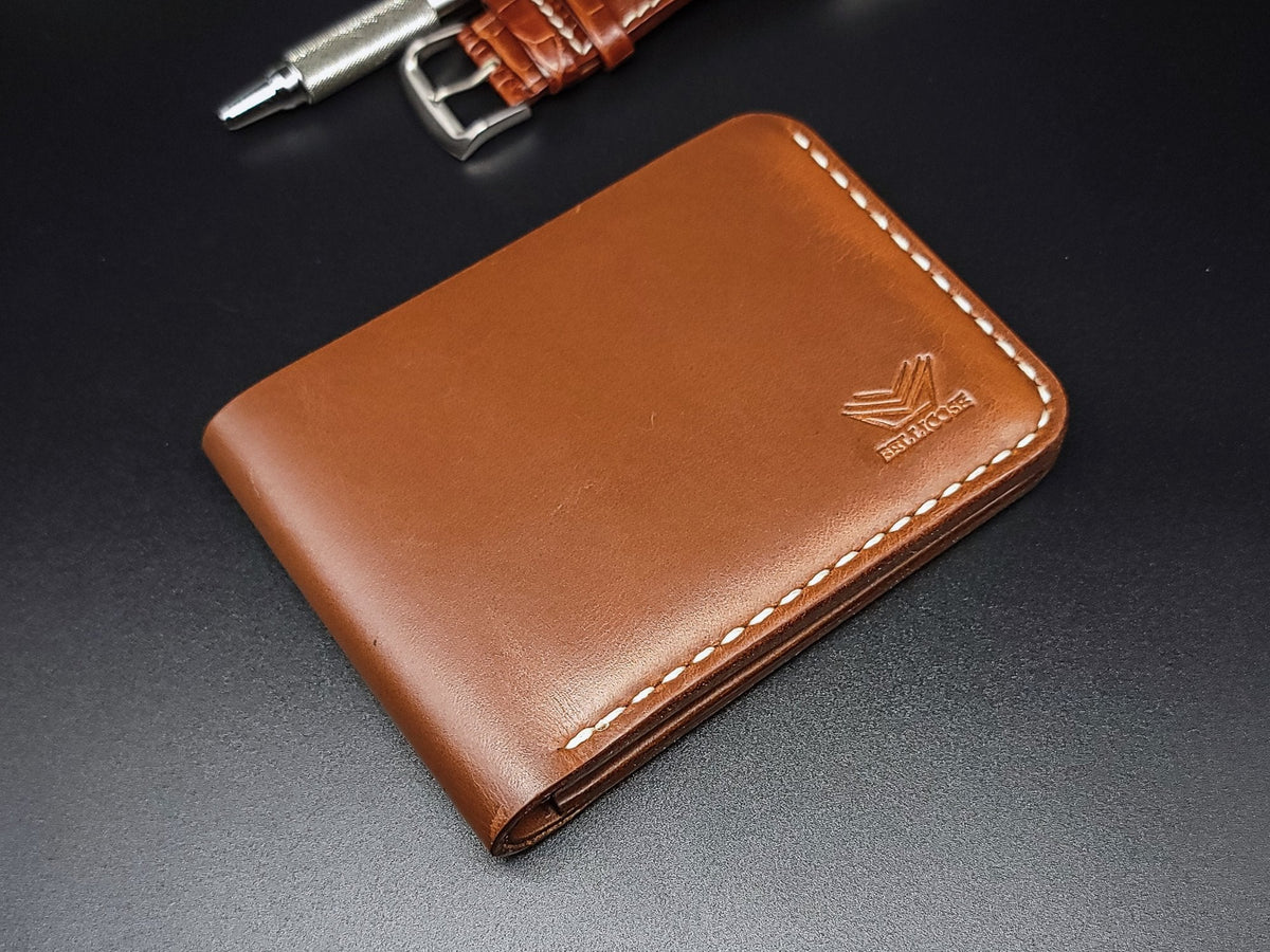 Brown Classic Bifold showing warm leather tones and light tan stitching