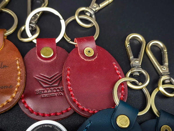 Leather Keychain for Airtag – Red