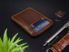 Vertical Five Pocket Card Holder - Dark Brown