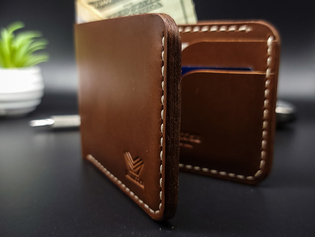 Brown. Click Wallet Bellicose Leather Co. Brown Leather Bifold Wallet - Classic Style